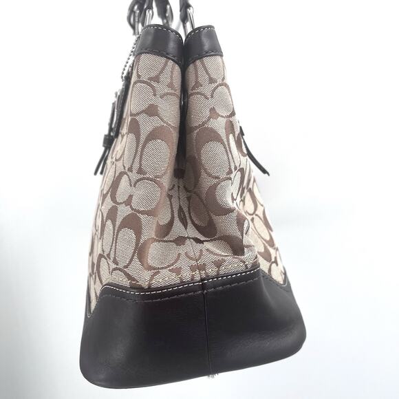 Coach Hampton Shoulder Handbag Purse Brown Signature C Jacquard & Leather - Picture 5 of 13